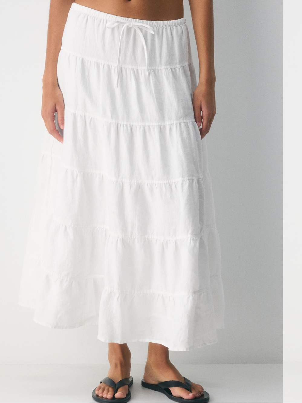 Aritzia White Tiered Maxi Skirt